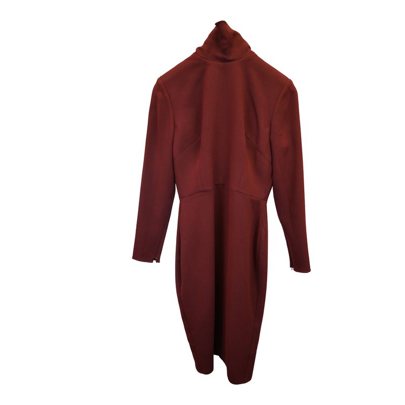 Alex Perry Mock Neck Dress In Burgundy Triacetate
